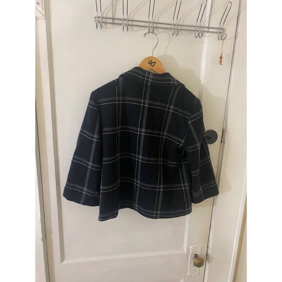 Banana Republic Women's Wool Blend Plaid Crop Short Sleeve Coat - Small - Picture 4 of 16